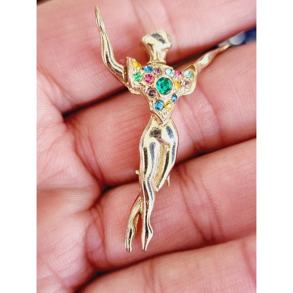 Vintage Attributed to Boucher Pat 159585 Male Ballerina Dancer Brooch (A610) - Picture 2 of 6